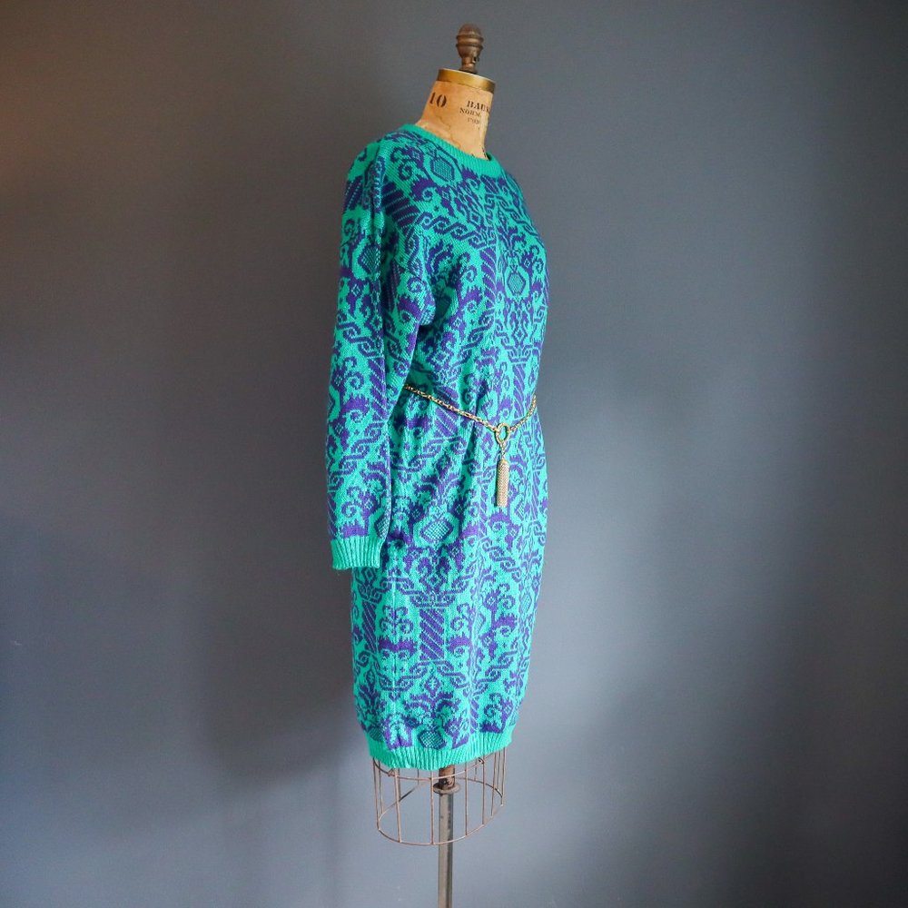 Purple and Green Acrylic Sweater Dress by DAKOTA - Picture 2 of 10